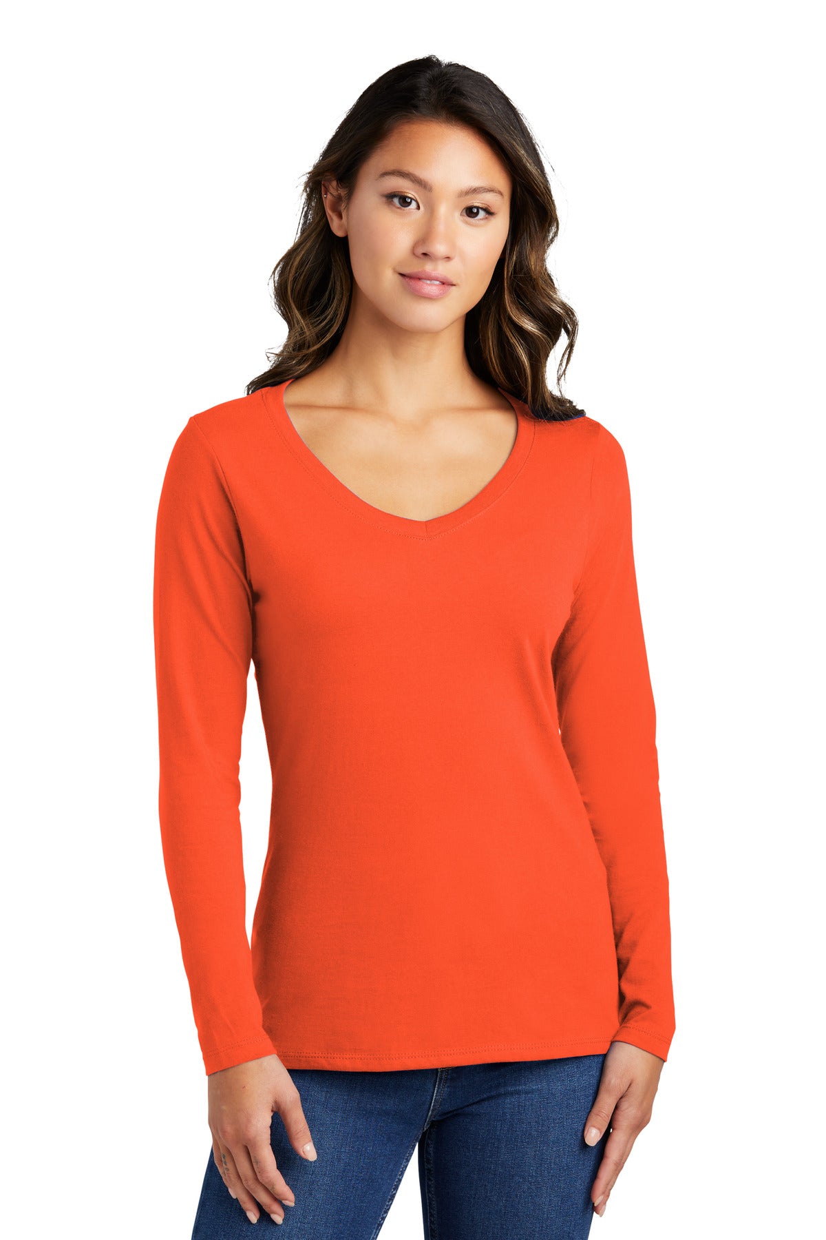 Port & Co ®  Women's Long Sleeve Fan Favorite V-Neck Tee. LPC450VLS