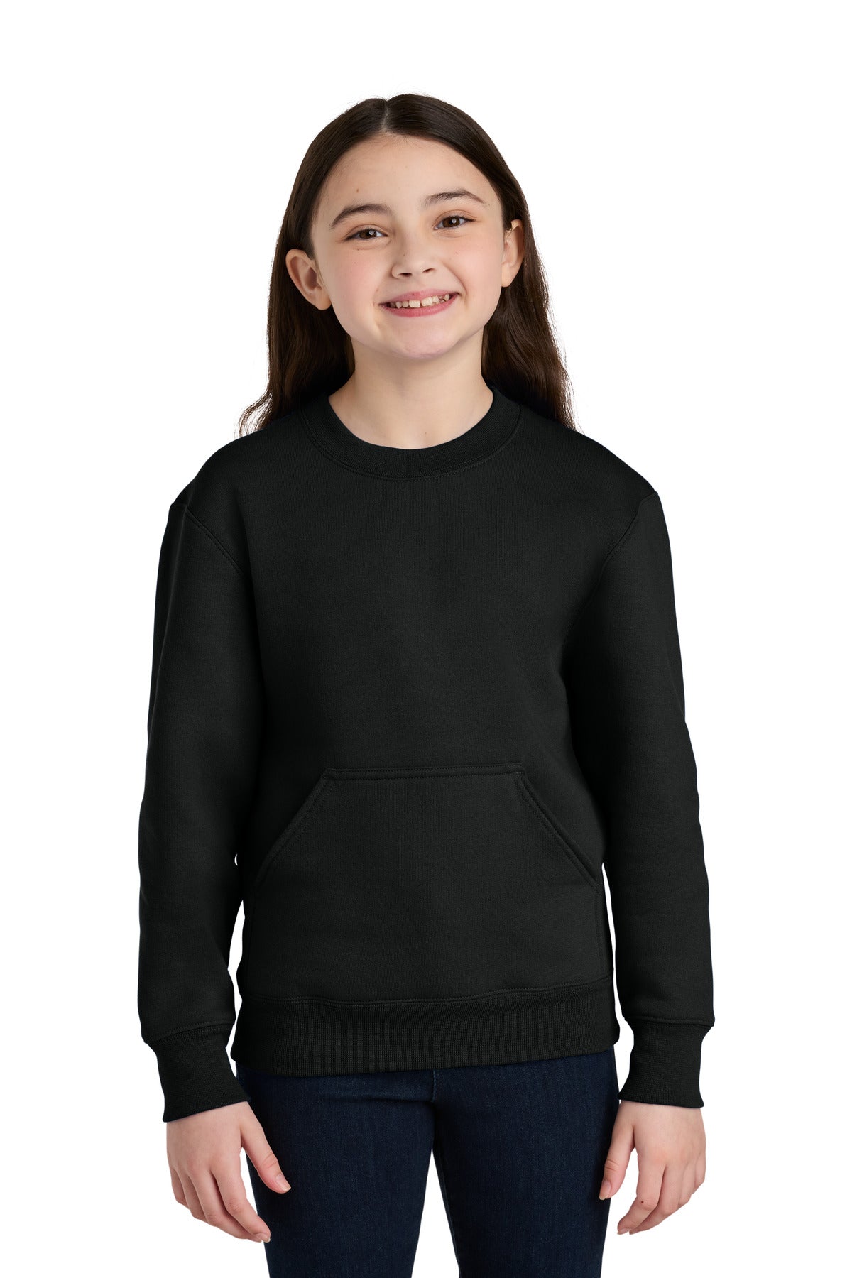 Port & Co ®  Youth Core Fleece Crewneck Pocket Sweatshirt PC78YPKT